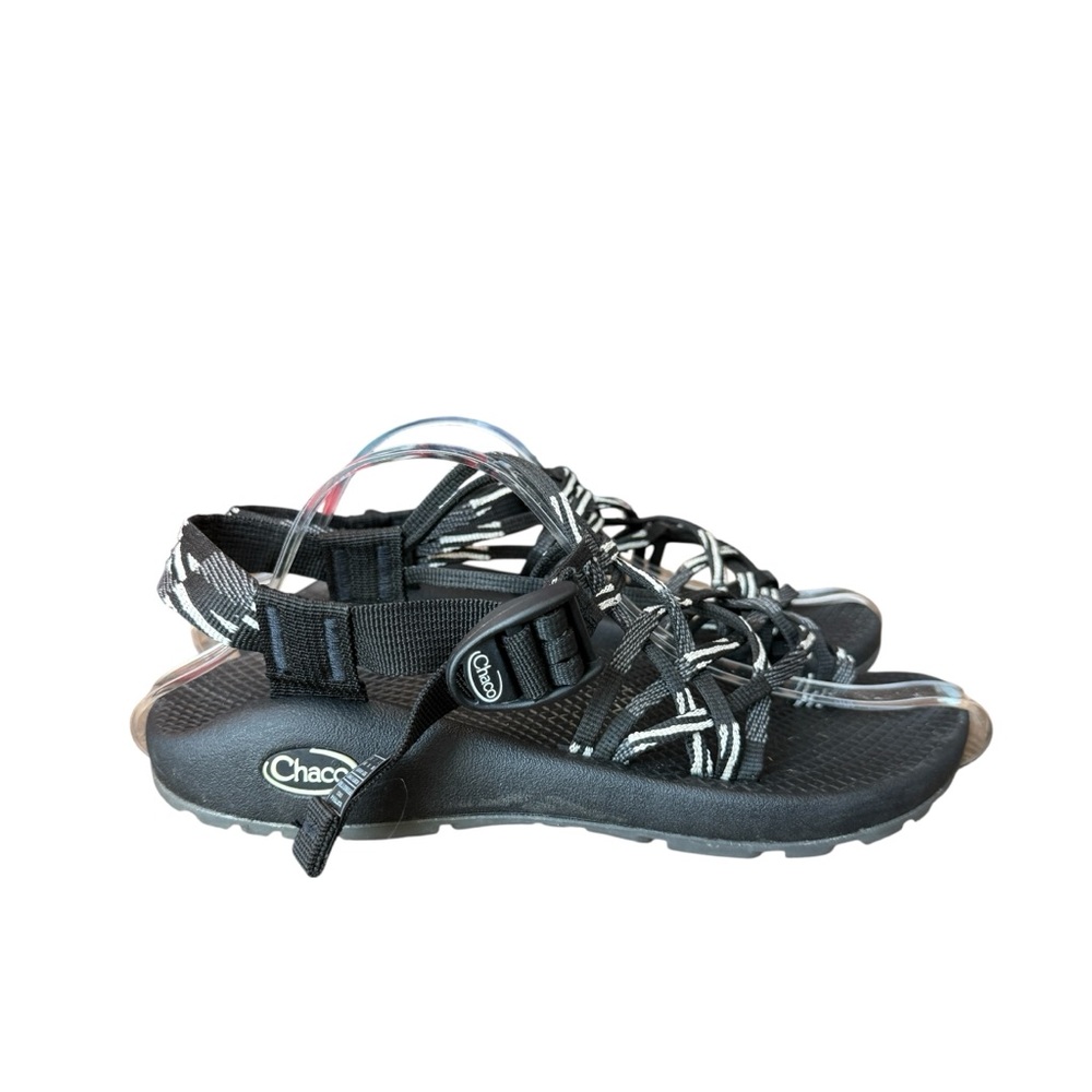 Chaco Black & White Scatter Sandals